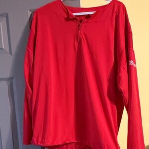 Red Long Sleeve Half-Zip Pullover